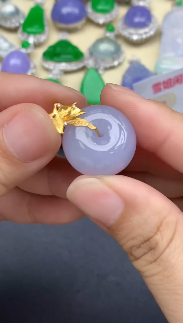 颈饰18K金镶嵌翡翠404-中国好珍宝