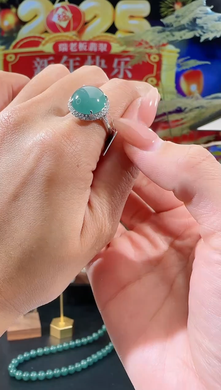 【闪购商品】翡翠戒指银S925镶嵌蛋面戒指多样性发一