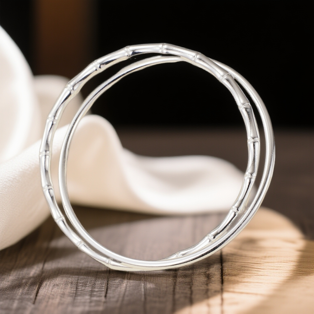 999.9双环竹节古法磨砂闭口镯