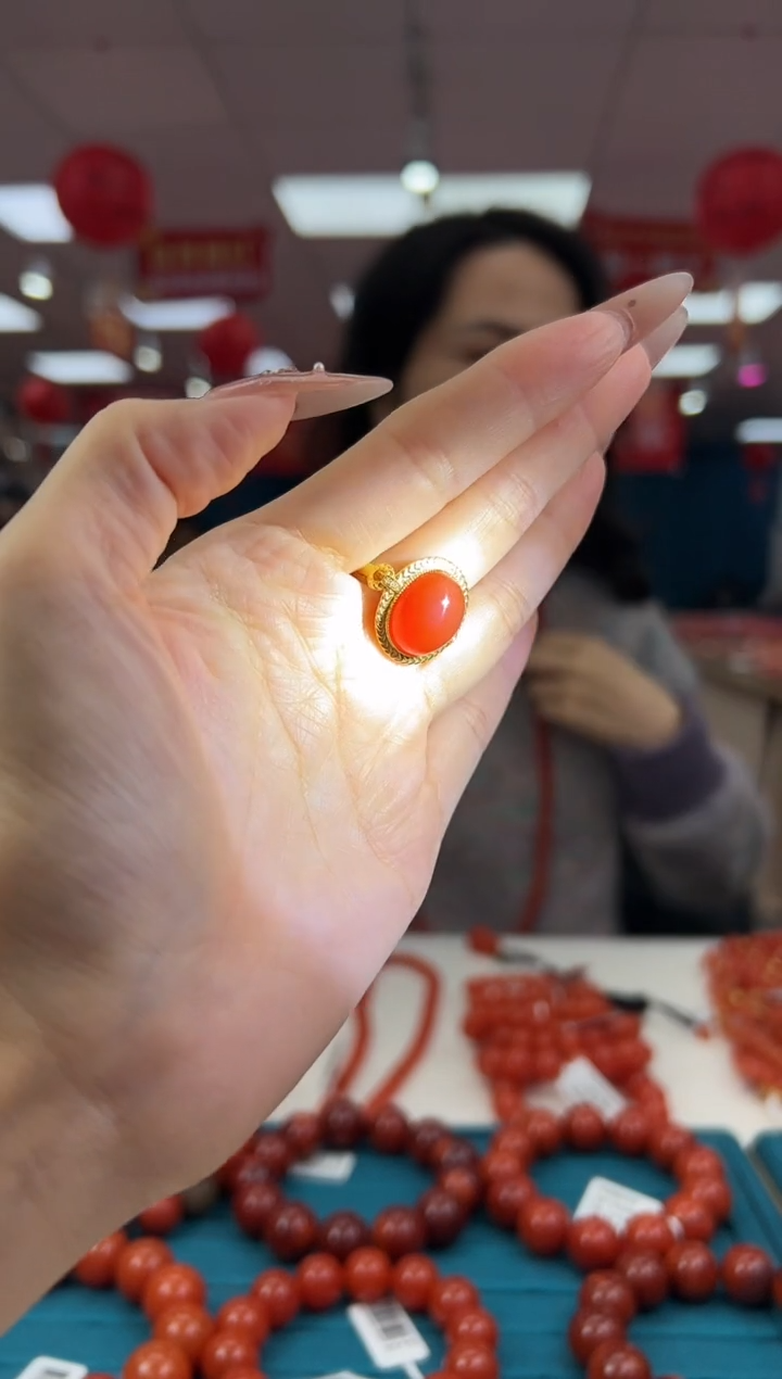 【闪购商品】南红玛瑙戒指18K金镶嵌2.5-（多样式）