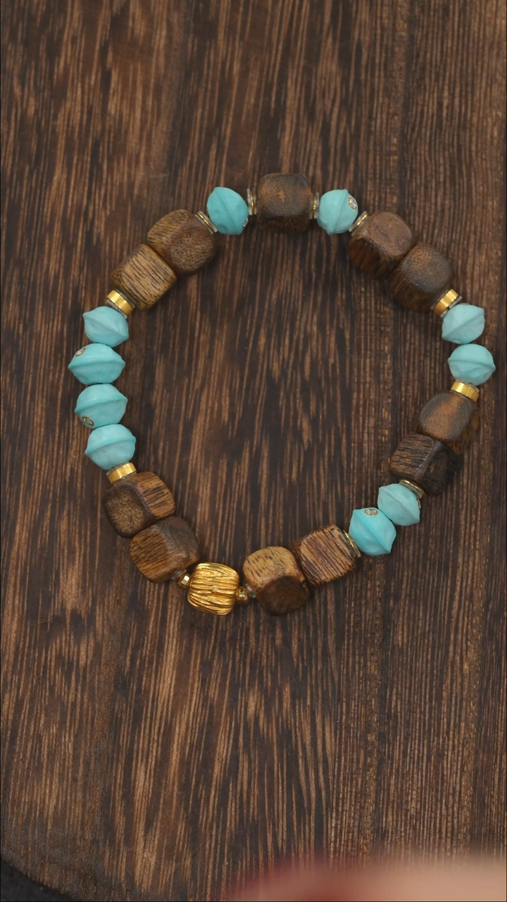 【闪购商品】绿松石手链18K金镶嵌1