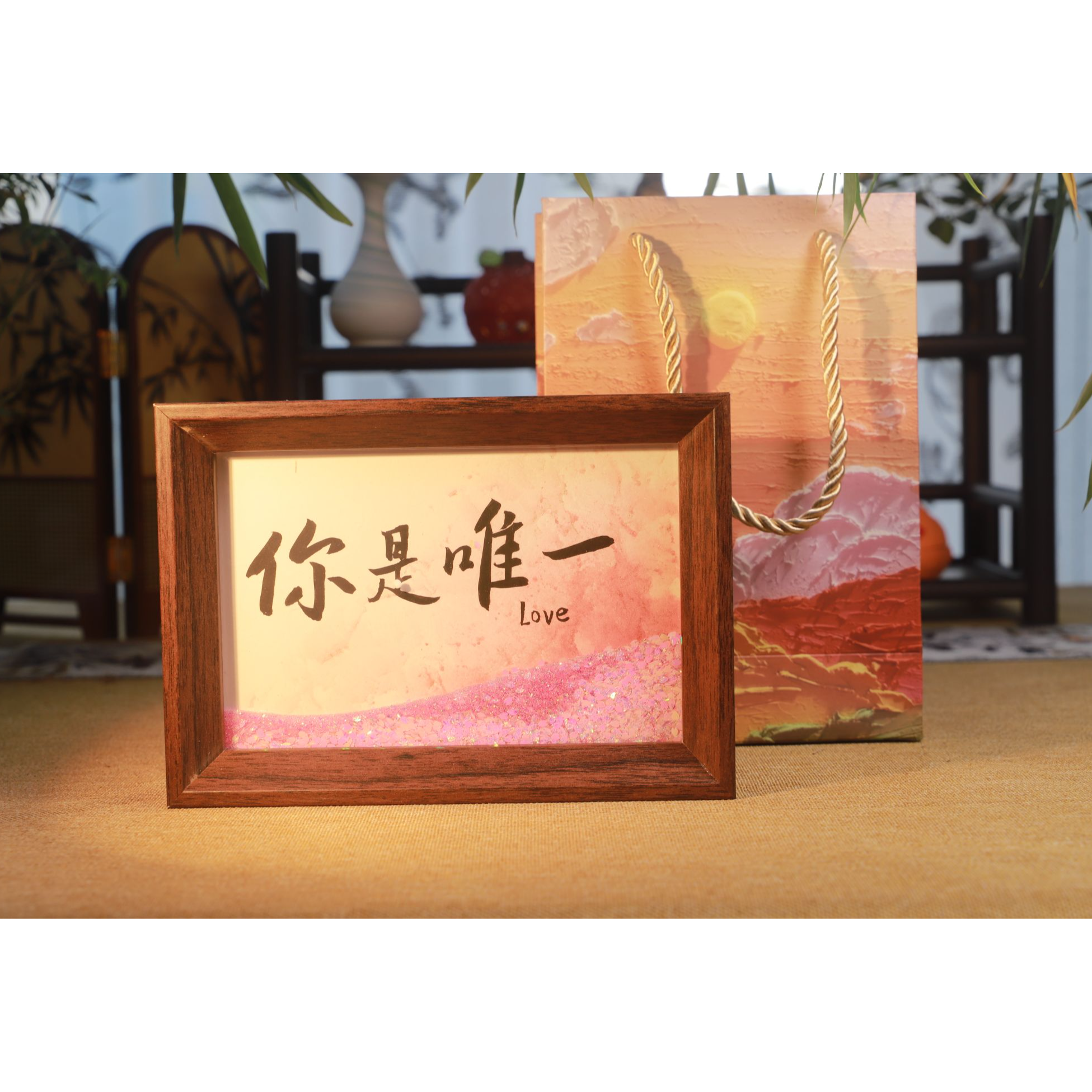 【主播推荐】手绘告白文案星河流沙手写手绘摆件生日礼物书法摆台