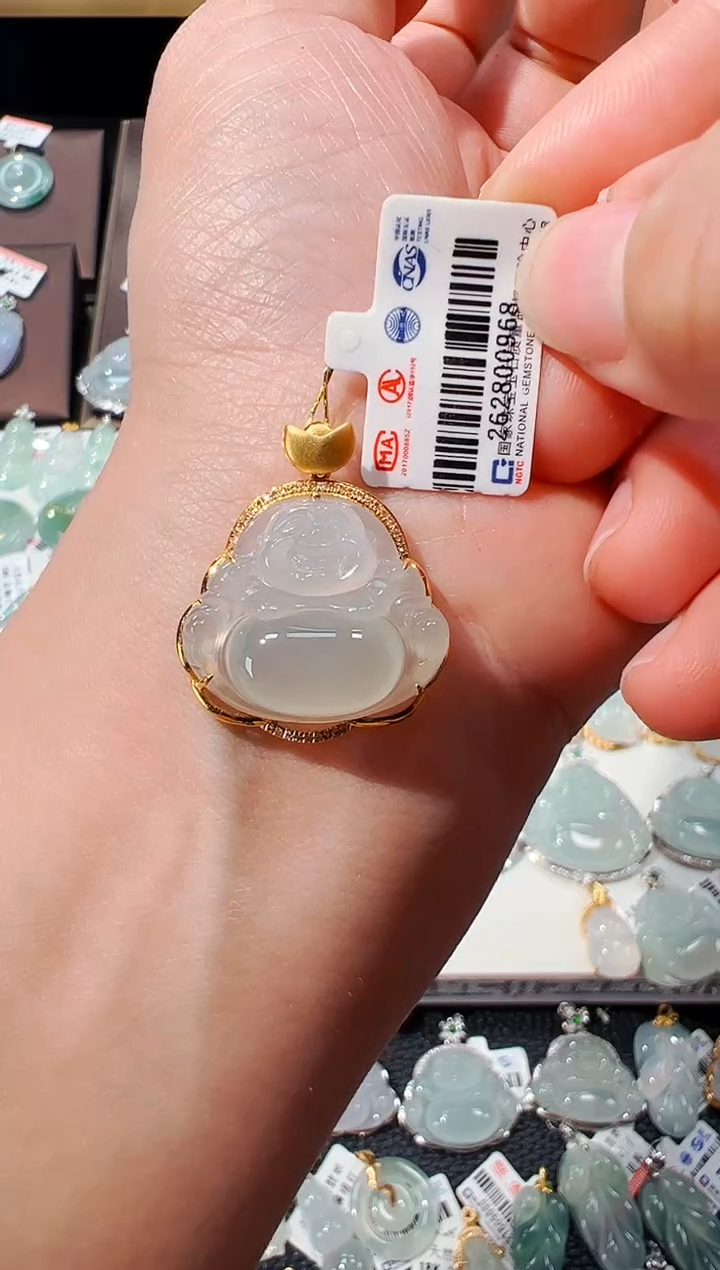 【闪购商品】翡翠吊坠(不含链)18K金镶嵌佛公吊坠968