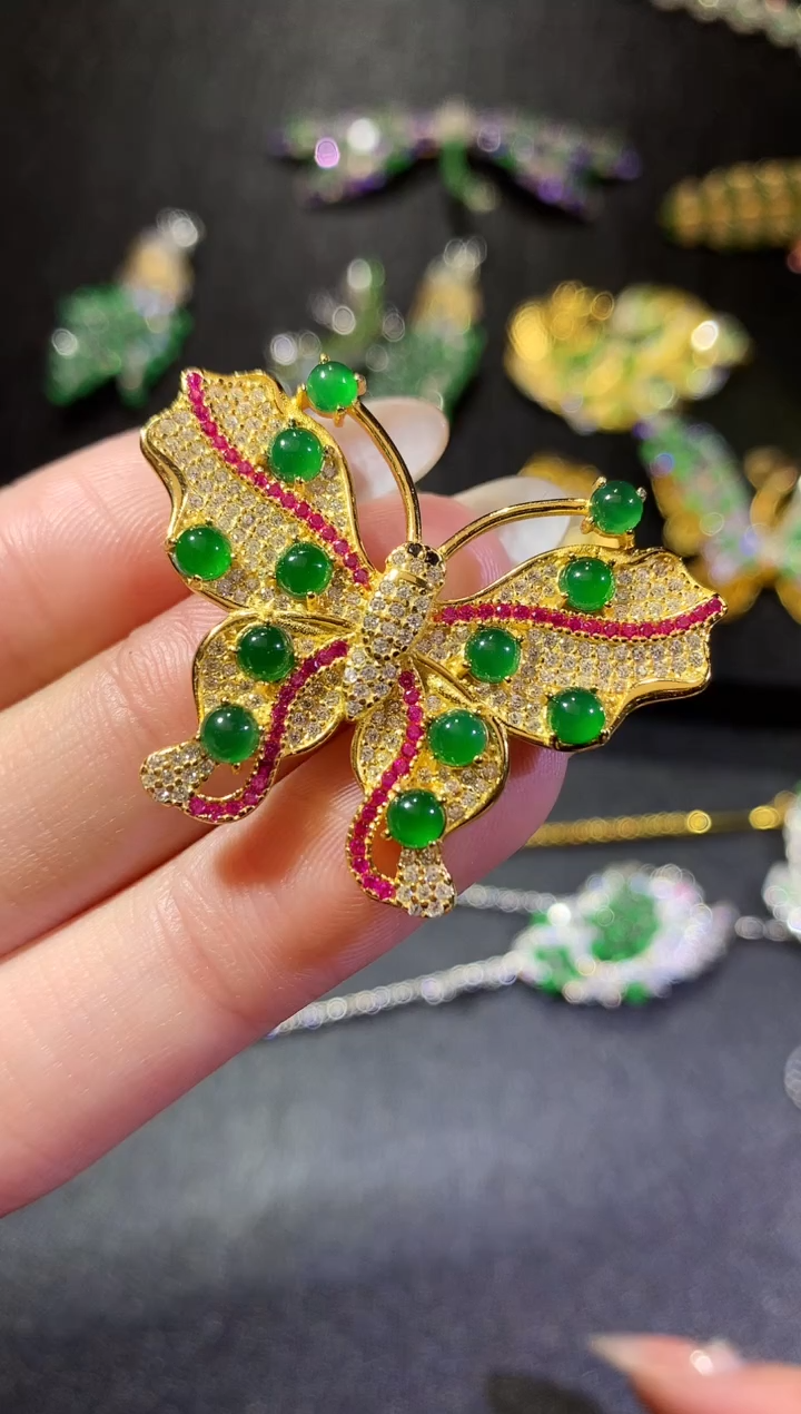 【闪购商品】翡翠挂件银S925镶嵌176胸针（多样性发货一件