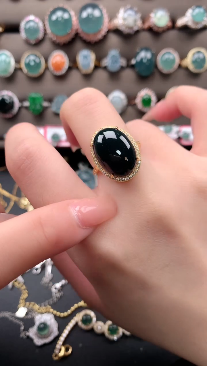 【闪购商品】翡翠戒指银S925镶嵌52114