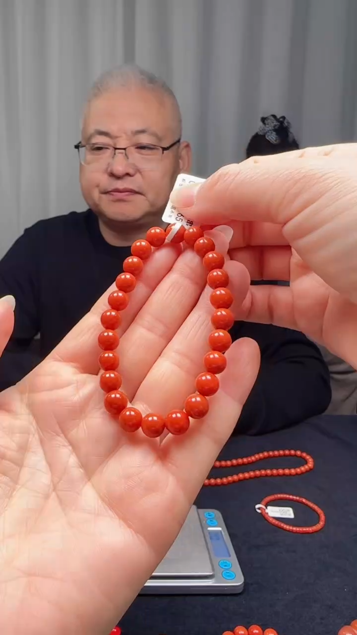 未镶嵌多样性发一件南红玛瑙【高货】柿锦红7mm保山圆珠单圈 