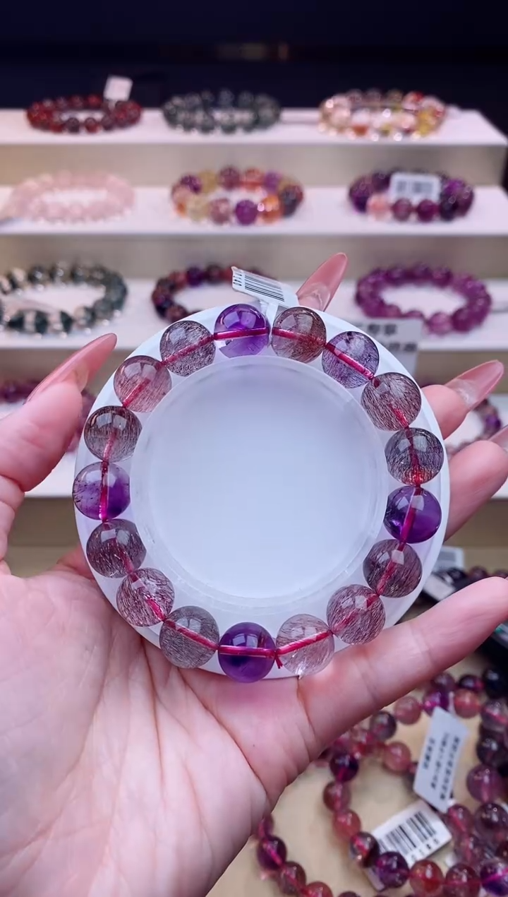 未镶嵌手串水晶妮**～黑加仑超七11m+