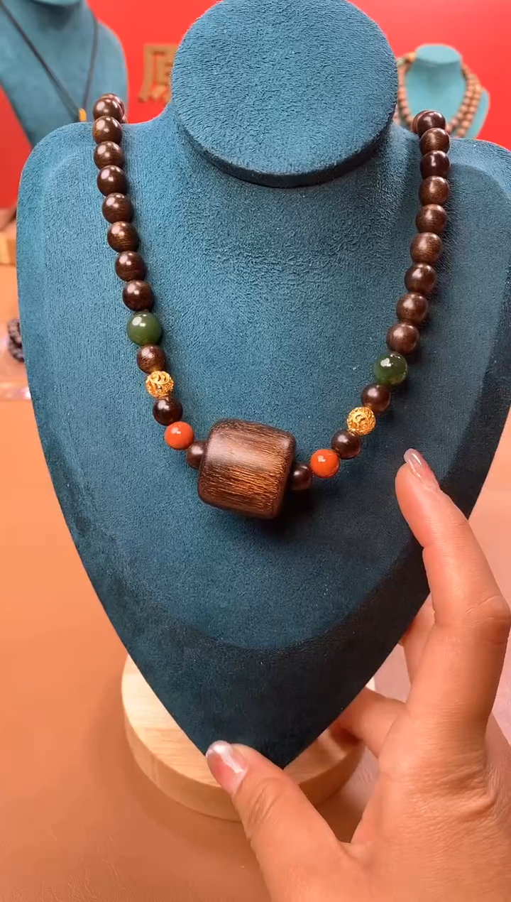 【闪购商品】沉香手串M玉化紫08三圈+虎斑留疤白沉香木雕顶珠