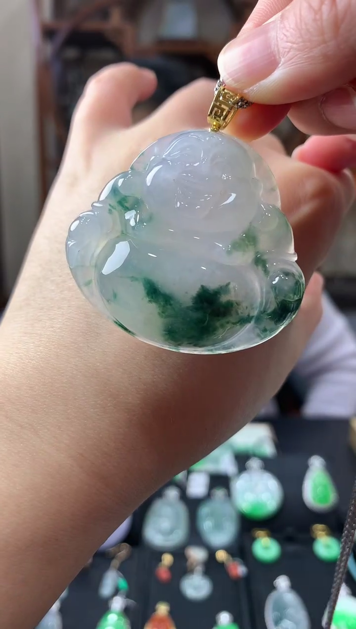 【闪购商品】翡翠吊坠(不含链)18K金镶嵌挂件