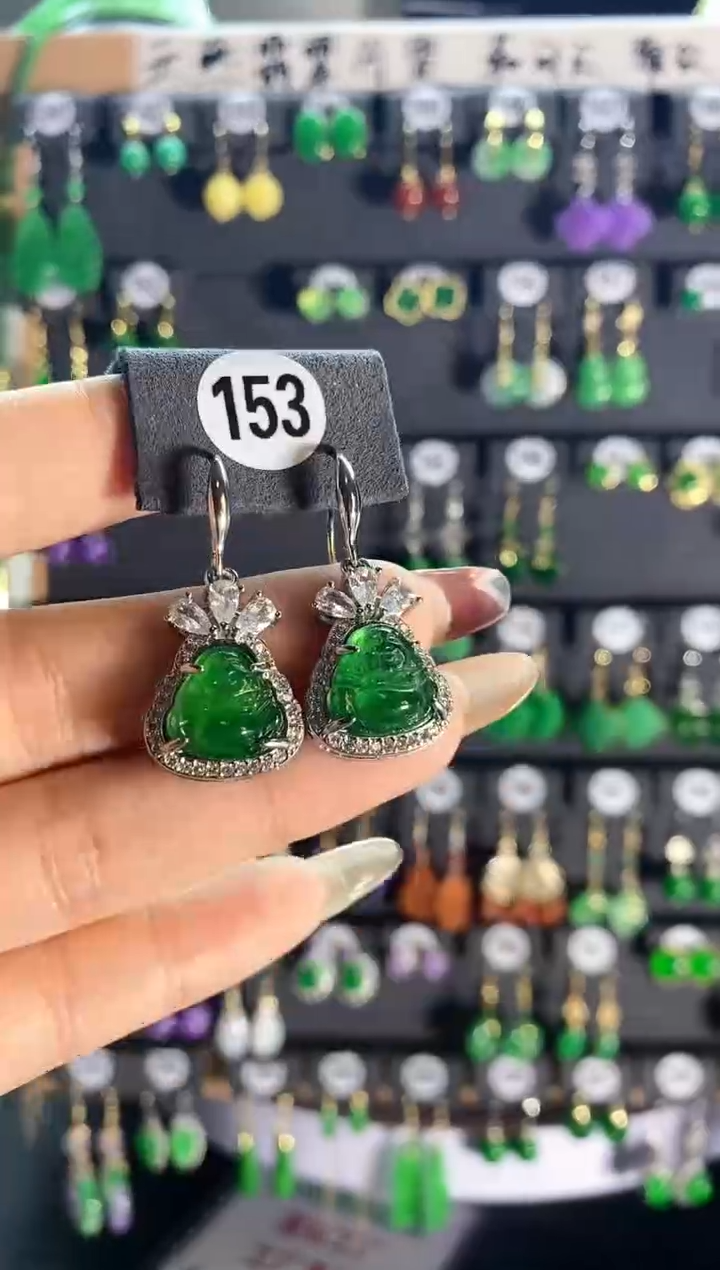 【闪购商品】翡翠耳饰银S925镶嵌153..