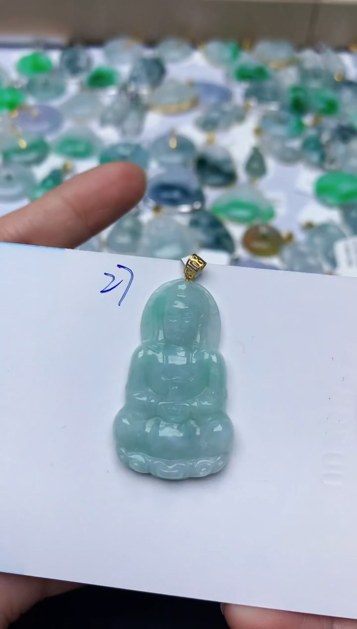 【闪购商品】翡翠颈饰18K金镶嵌天然翡翠A货