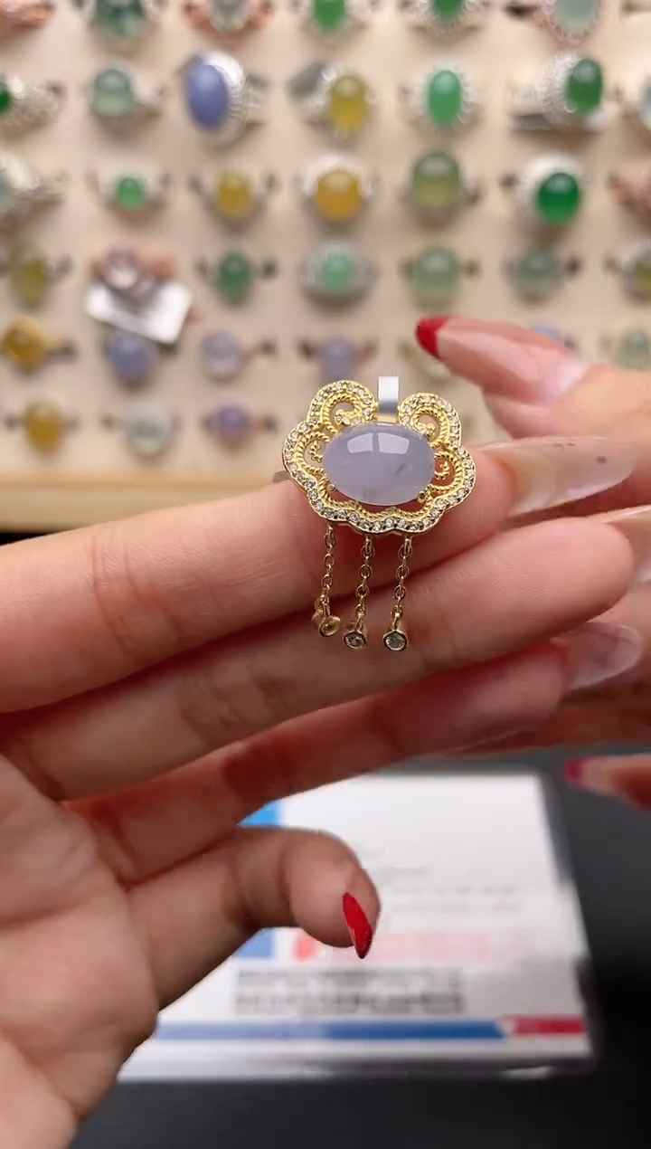 【闪购商品】翡翠吊坠(赠链)银S925镶嵌一物一证一礼盒