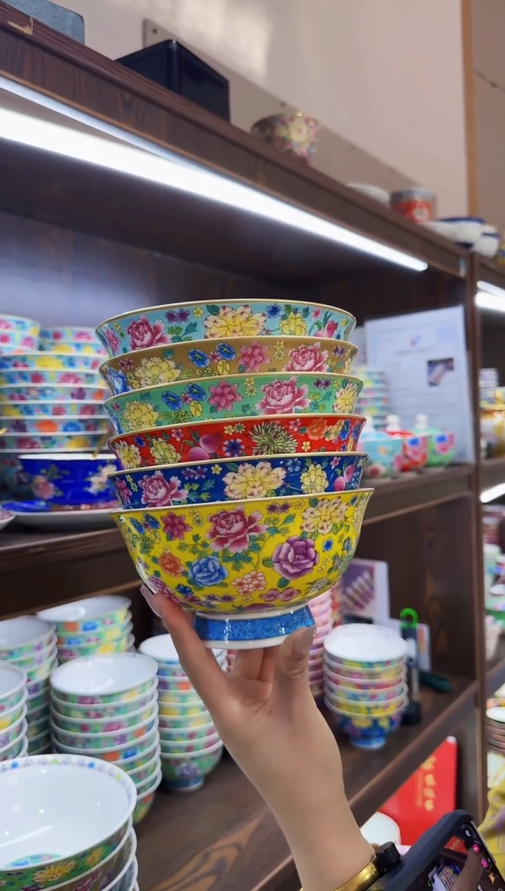 珐琅6英寸面碗6个景德镇陶瓷