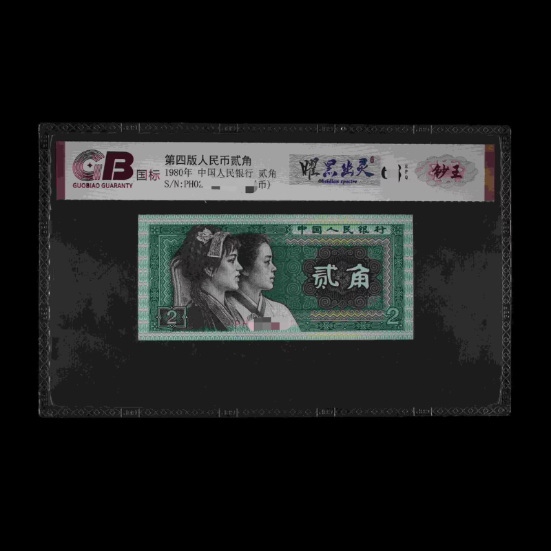 GB8002 曜黑幽灵(钞王)  第四版人民币 1980年贰角 单张