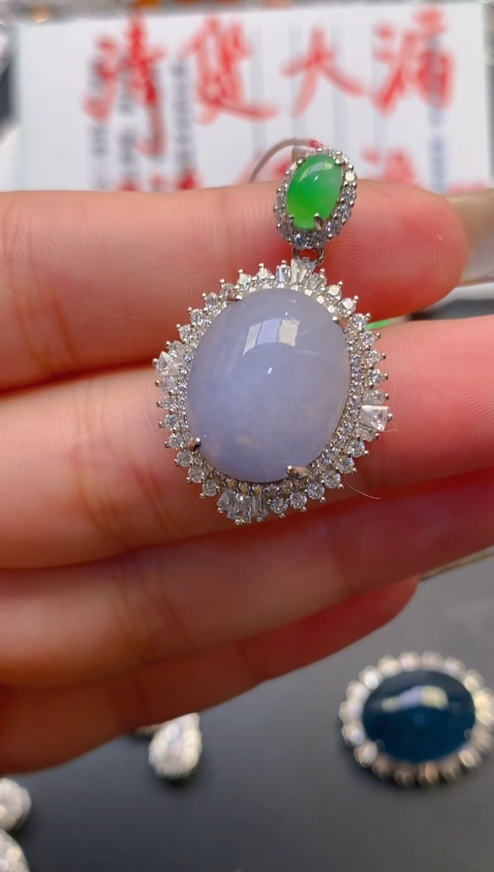 【闪购商品】翡翠耳饰银S925镶嵌天然A货翡翠1