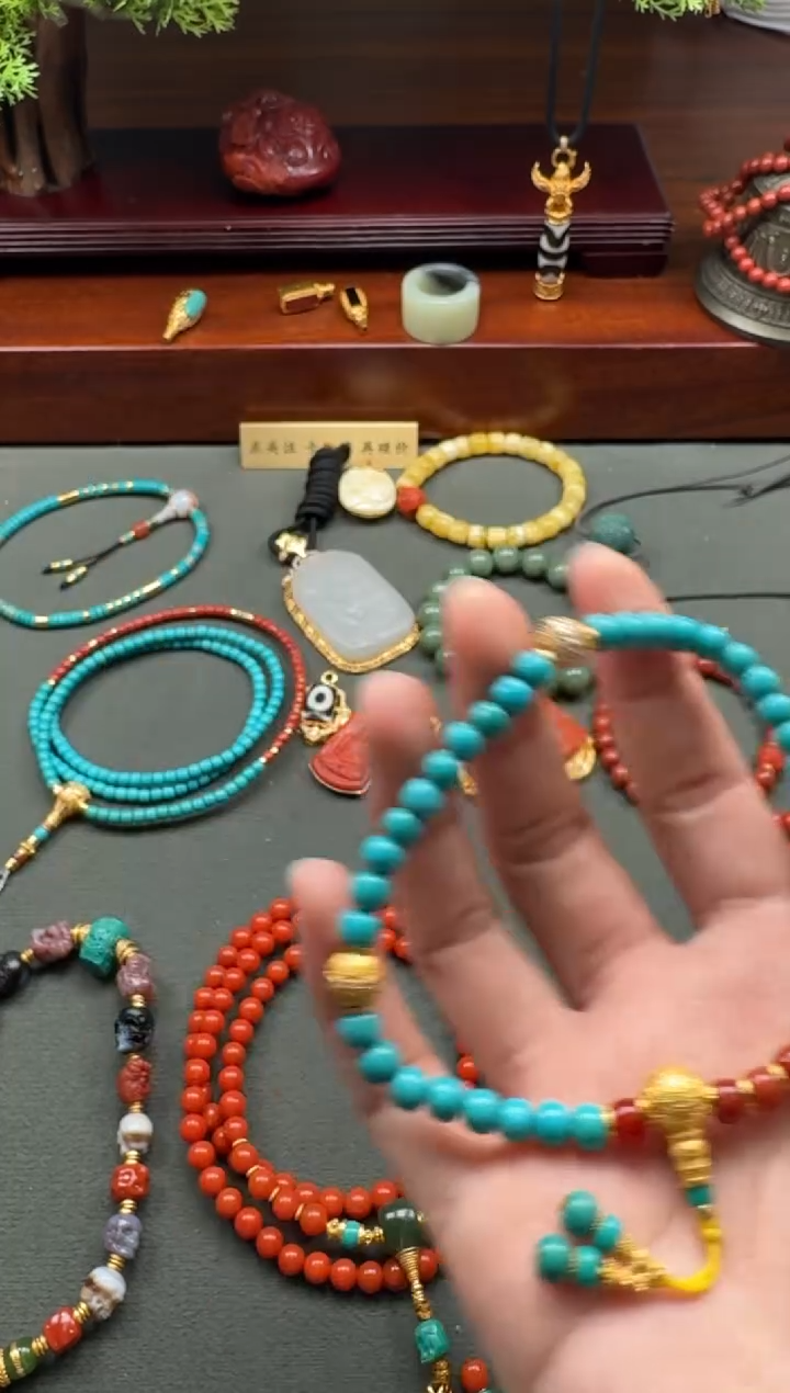 【闪购商品】绿松石手串手串18K金镶嵌手串手串