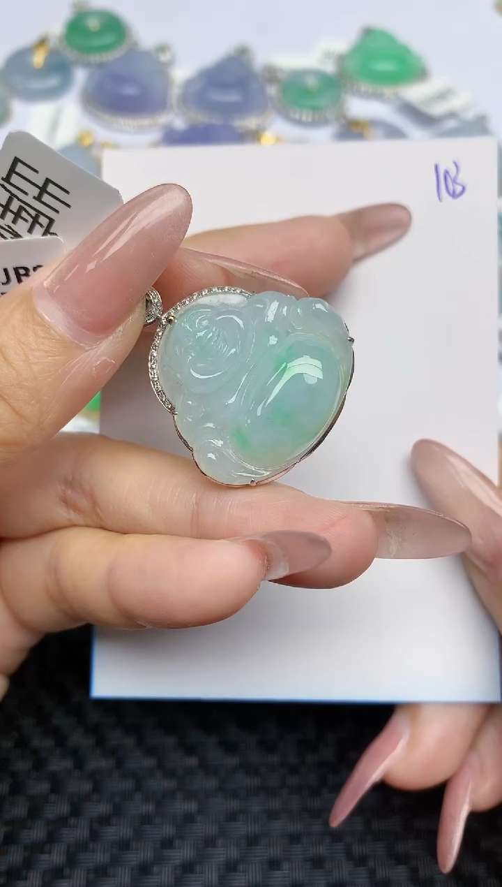 【闪购商品】翡翠颈饰18K金镶嵌天然A货翡翠 