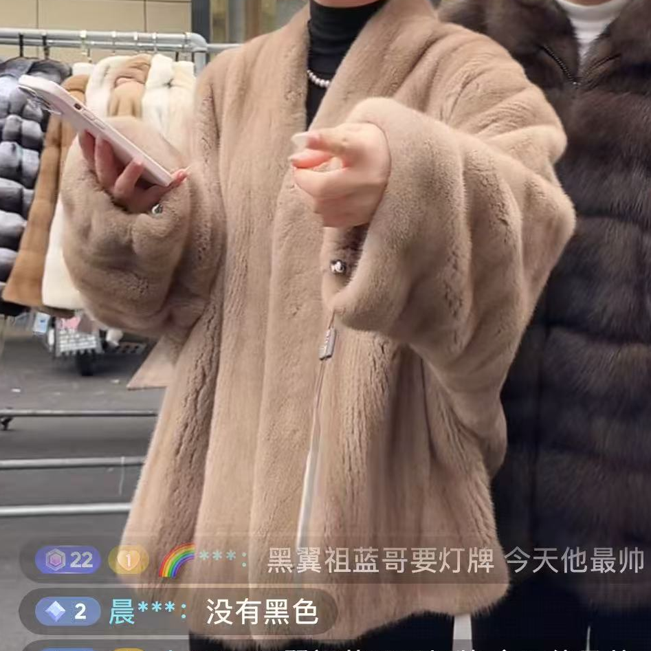 [黑翼.分刀帕斯条]秋冬新款女装保暖进口水貂外套休闲款