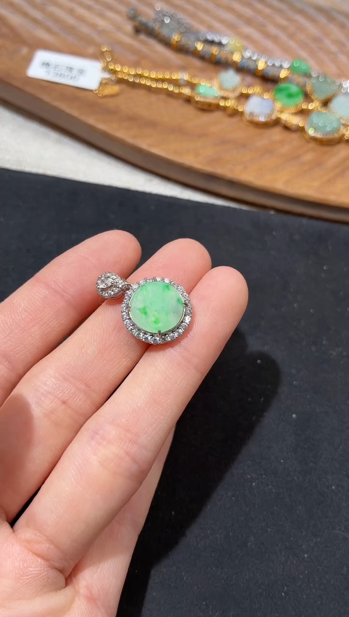 吊坠(不含链)银S925镶嵌翡翠吊坠