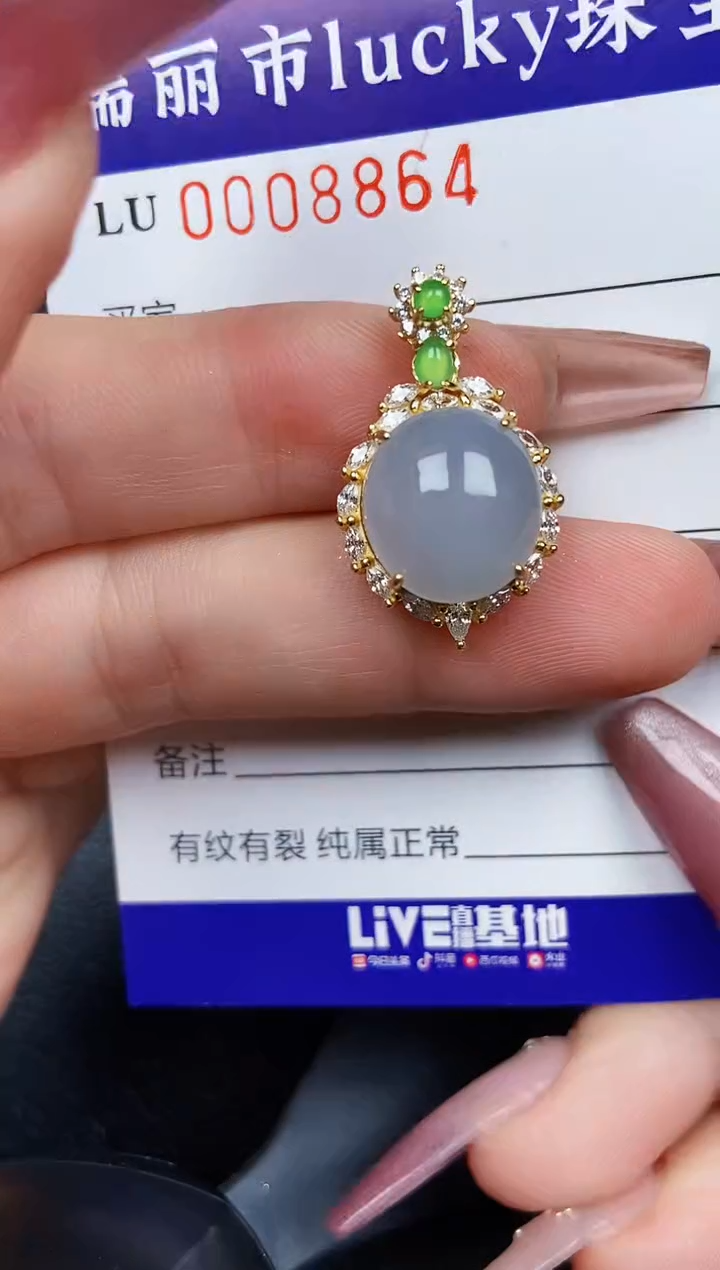 翡翠银S925镶嵌颈饰8864