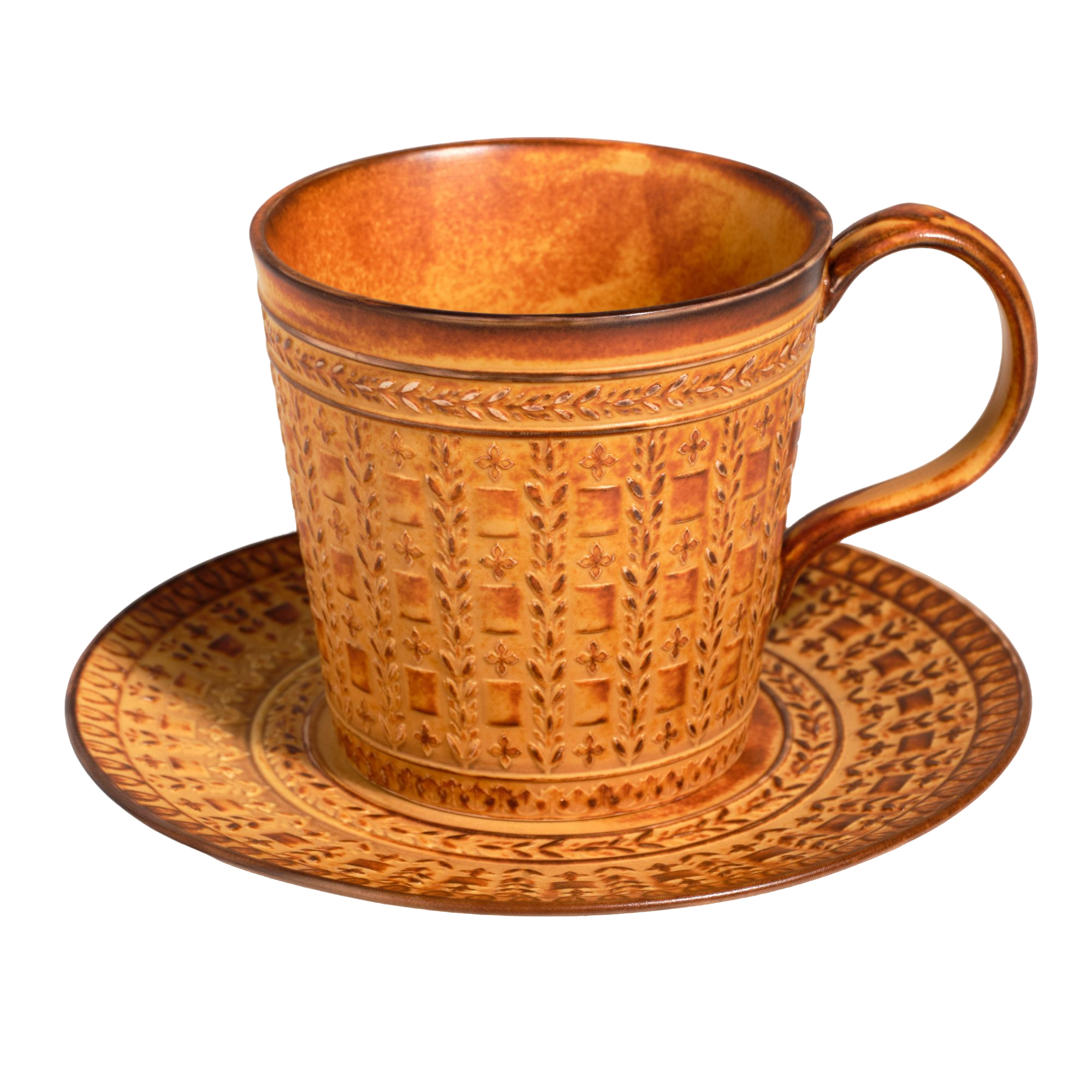 复古风 咖啡杯碟一套 手工粗陶 