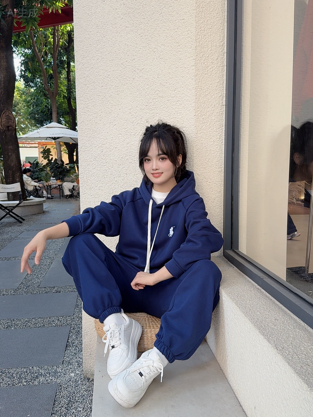 【加绒】2025冬季新款韩版休闲宽松时尚简约运动加绒小个子套装女