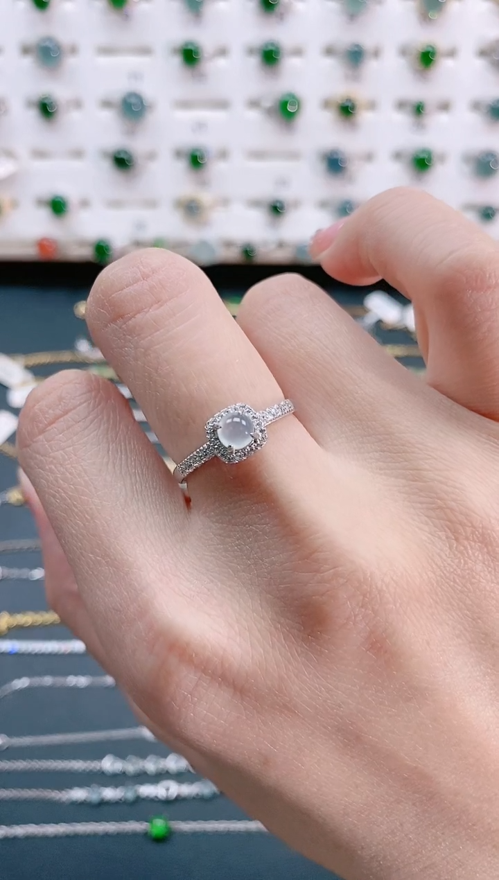 【闪购商品】翡翠戒指银S925镶嵌天然翡翠