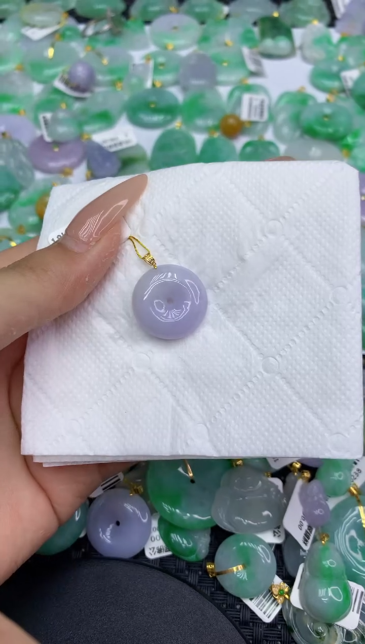 翡翠18K金镶嵌颈饰天然缅甸A货翡翠