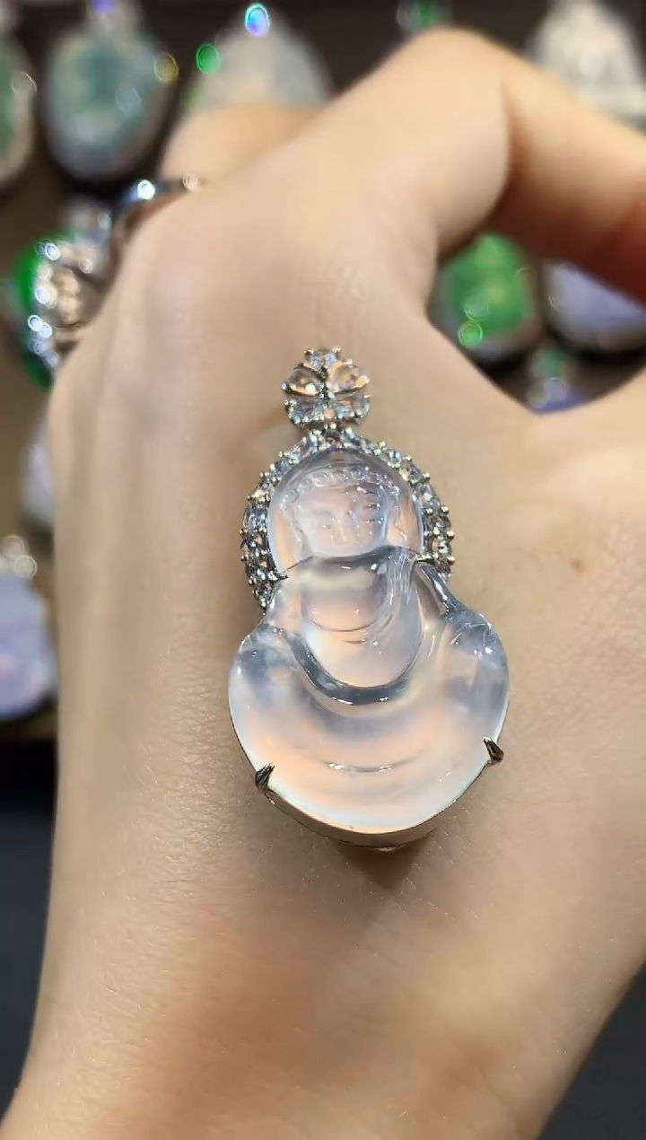 吊坠(不含链)18K金镶嵌翡翠D55