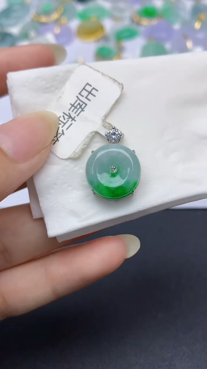 颈饰银S925镶嵌翡翠天然缅甸a货翡翠百元以上9元证书费自理