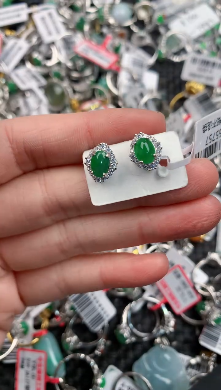 银S925镶嵌戒指翡翠777--1
