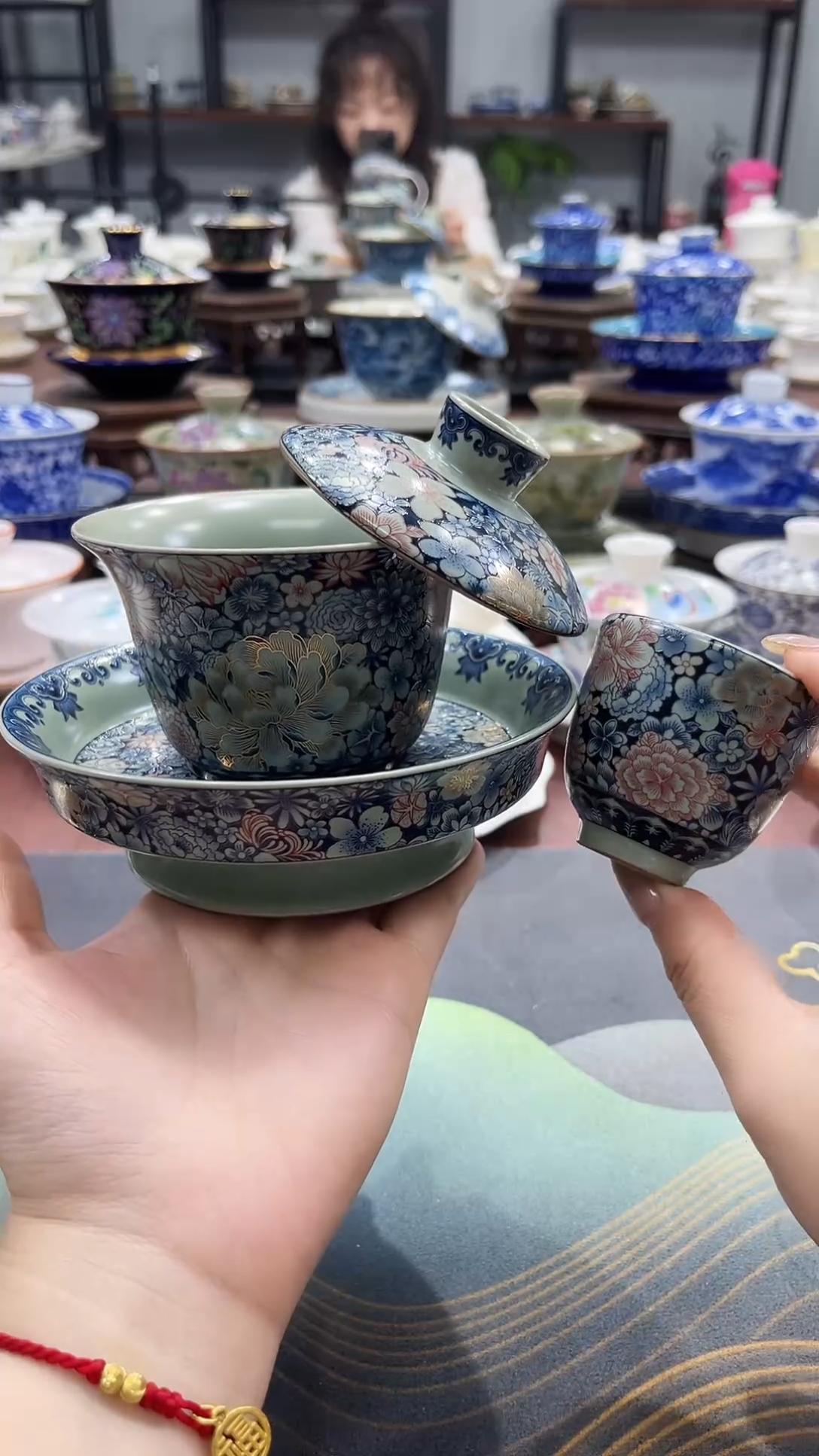 【闪购商品】繁花似锦大底盖碗+3杯