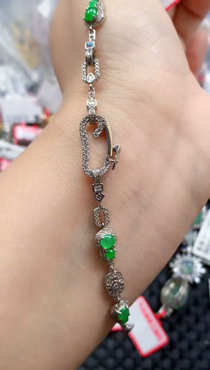 银S925镶嵌戒指翡翠天然A货缅甸翡翠