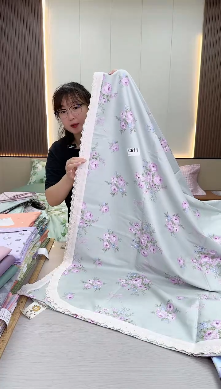 棉棉全棉床单2.5*2.4米  花边 蝶恋花-10
