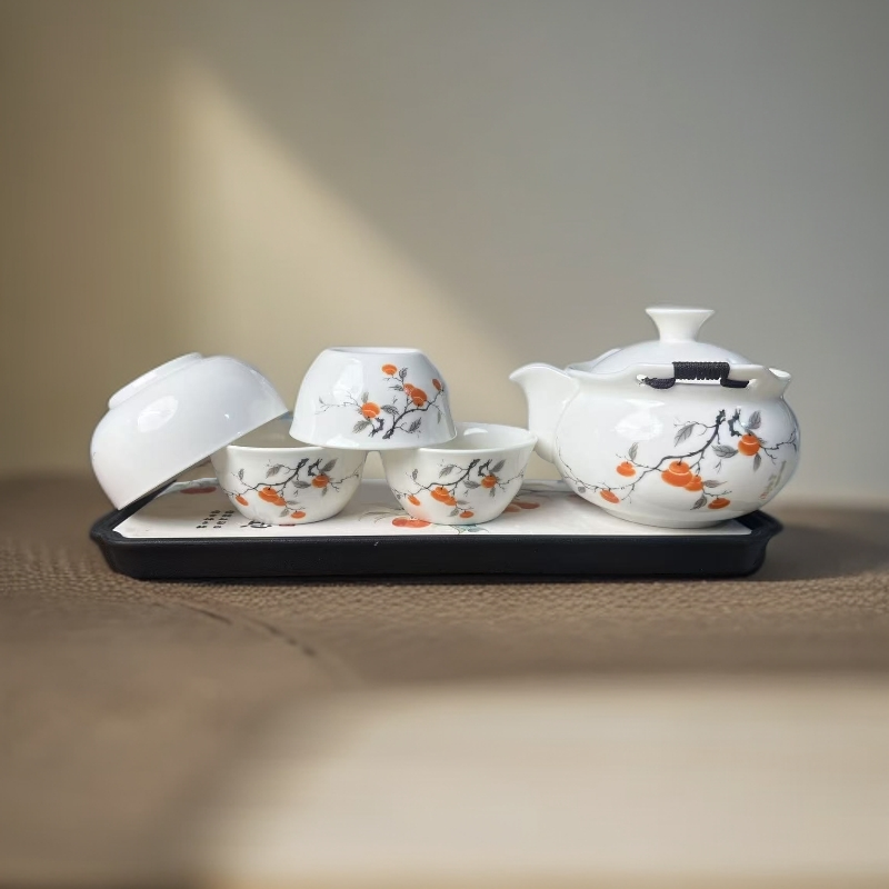 高档柿柿柿子如意旅行茶具适合户外出行一壶四杯