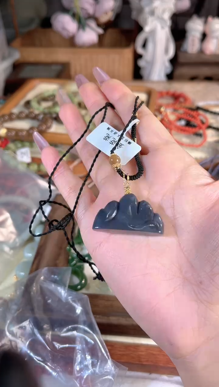 项链银S925镶嵌和田玉多样性发其一孤品默认微瑕