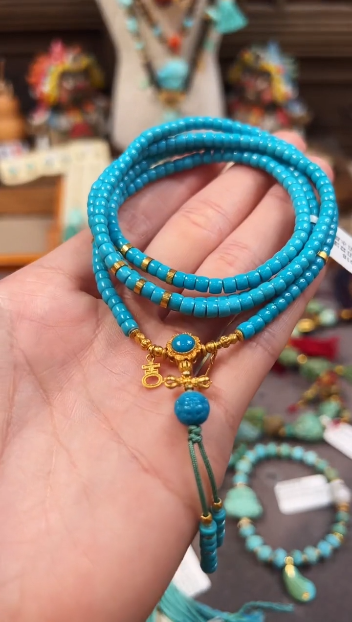 18K金镶嵌绿松石颈饰绿松石项链