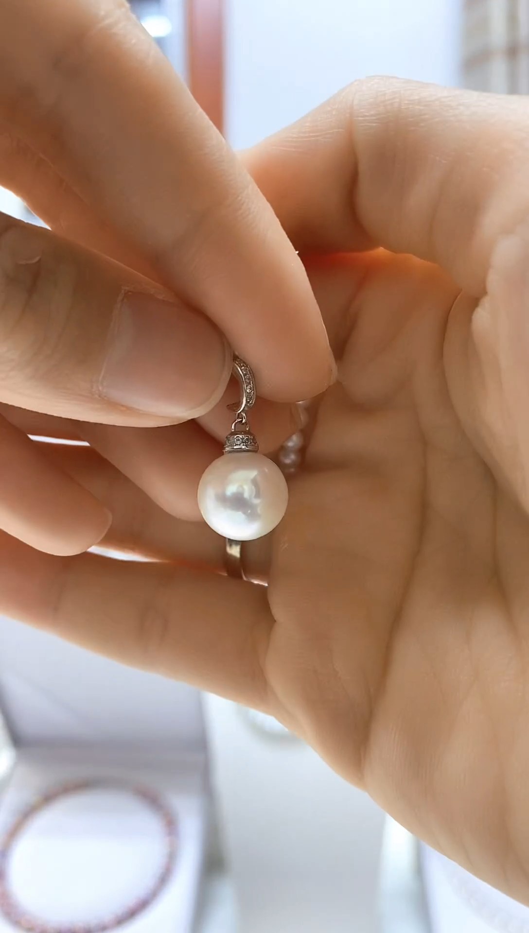 【闪购商品】淡水珍珠吊坠(不含链)银S925镶嵌11mm万能扣吊坠