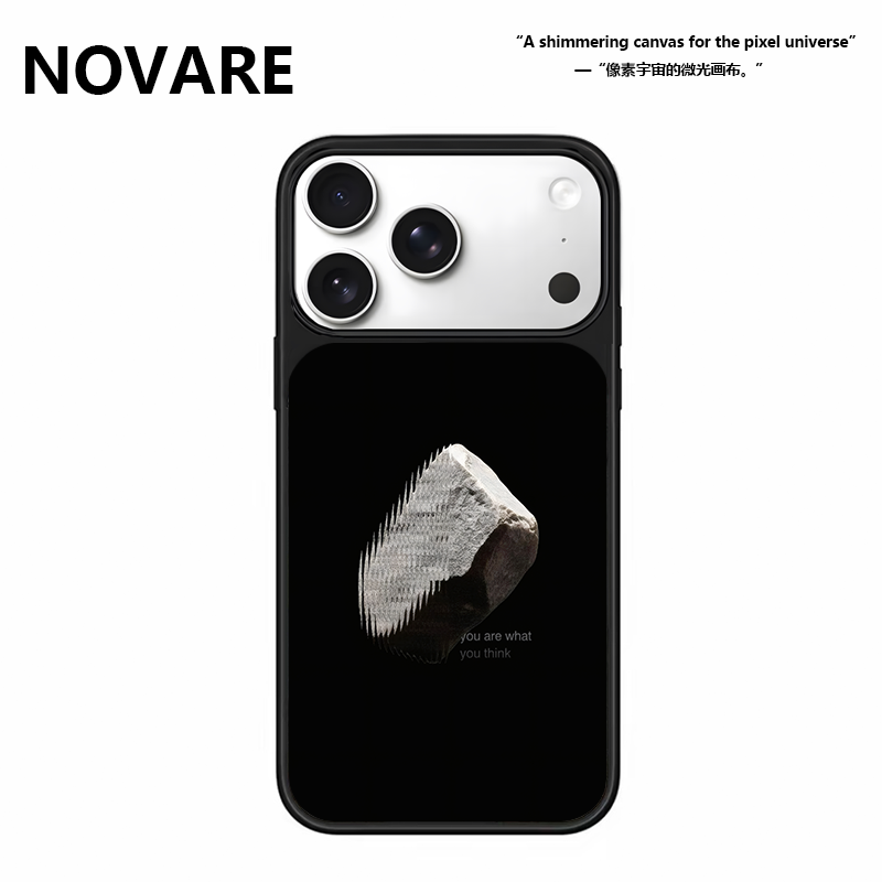 暗黑巨石磨砂磁吸黑边适用于苹果17promax防摔16手机壳黑色创意