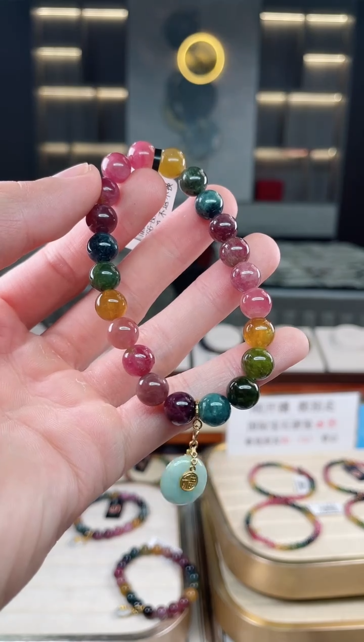 未镶嵌老矿碧玺单圈手串8mm+碧玺多样性发一条xion