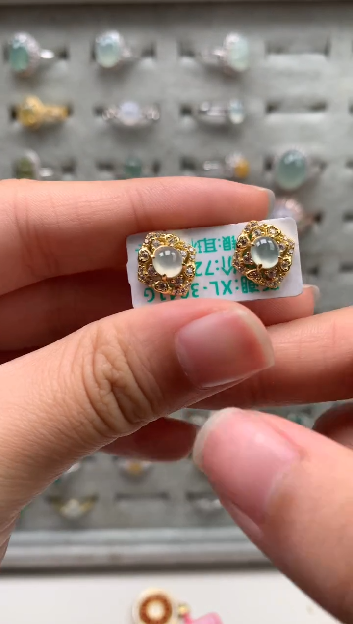 银S925镶嵌戒指翡翠耳饰11