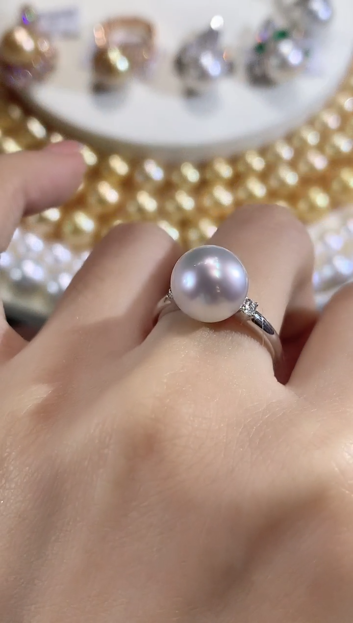 18K金镶嵌戒指海水珍珠A46