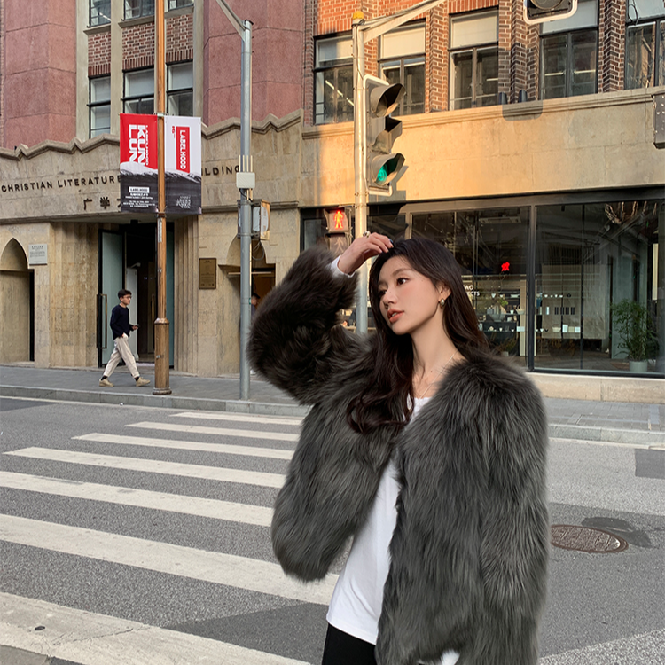 【运补6-8米】缪斯女神仿狐狸毛皮草外套女冬季年轻上衣人造皮草