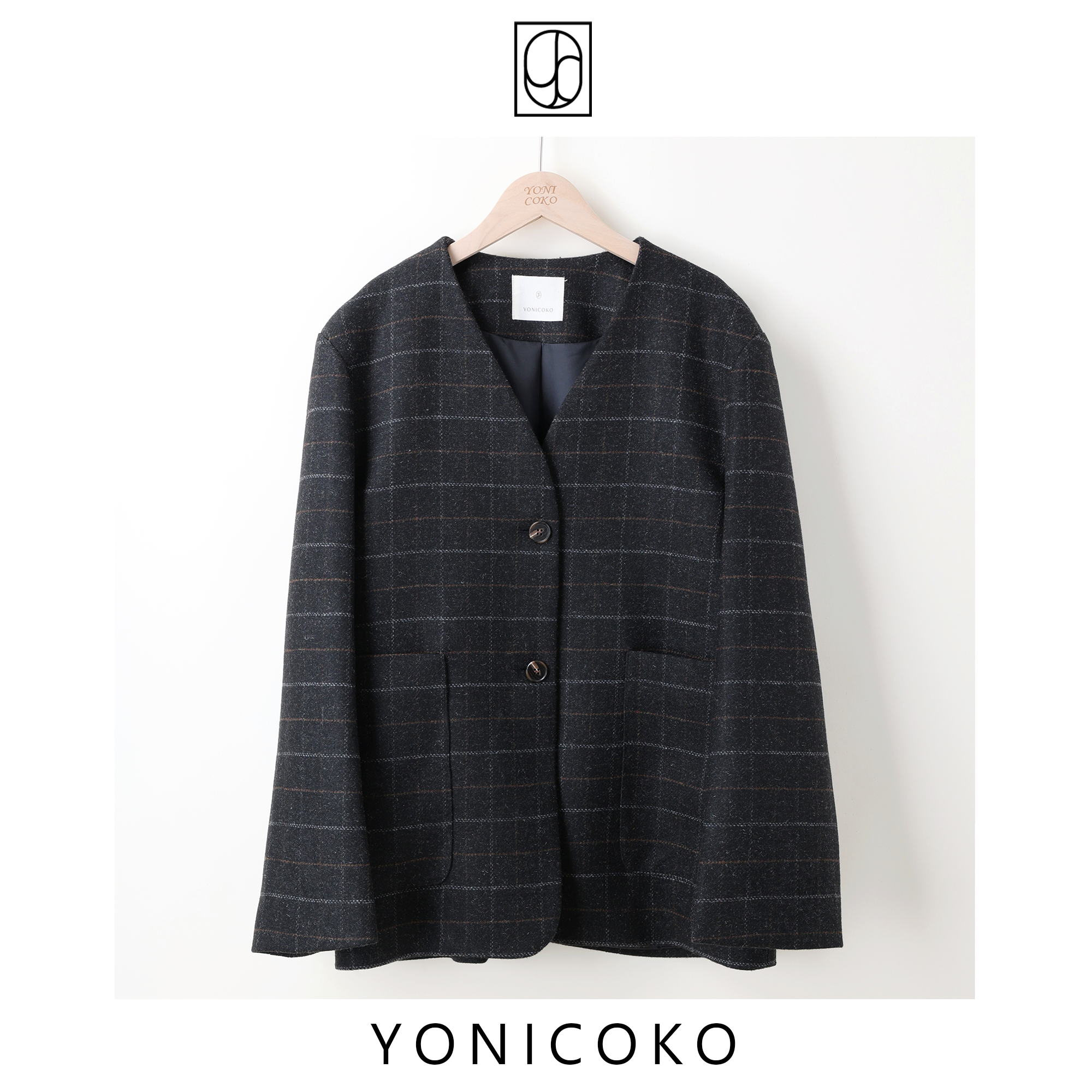 【夜曲】原创设计西装外套气质高级感格子外套