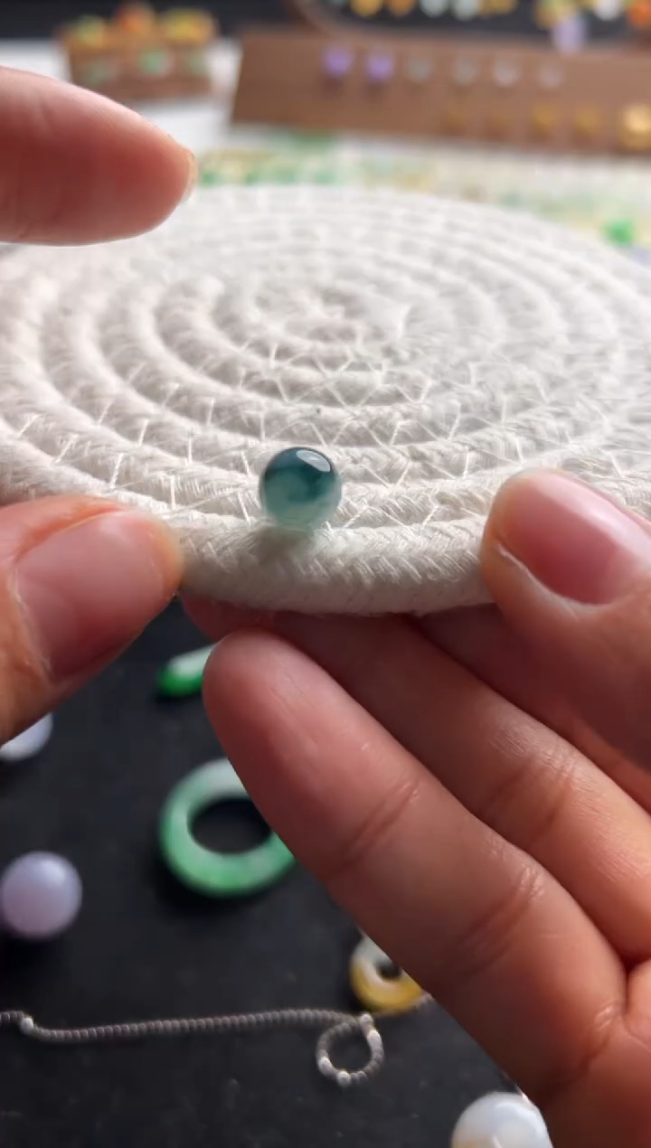 【闪购商品】定制翡翠未镶嵌卡8蓝花珠350+35-yjf136