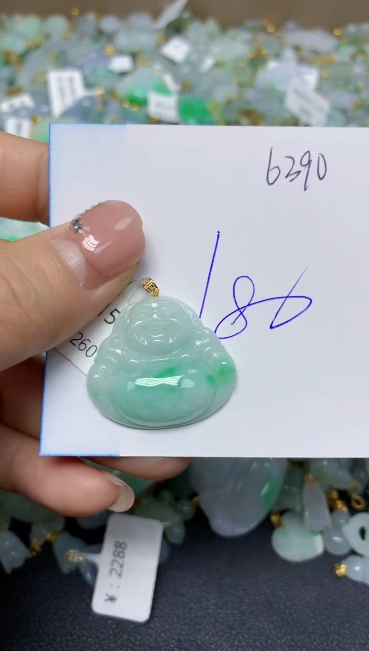 【闪购商品】翡翠挂件18K金镶嵌 天然翡翠A货