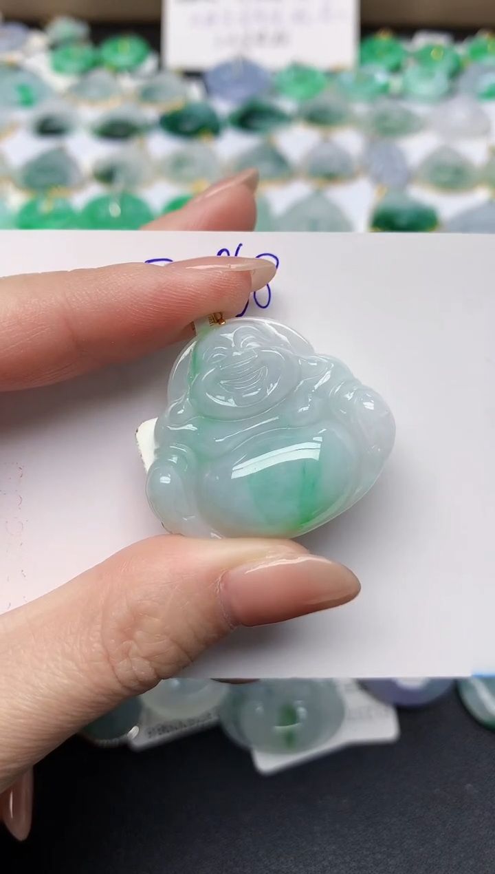 颈饰18K金镶嵌翡翠天然缅甸A货翡翠百元以上9元证书费自理