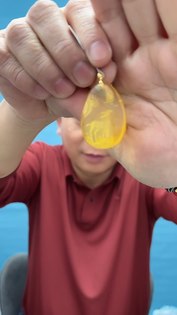 【闪购商品】琥珀裸石18K金镶嵌7天然蜜蜡微瑕