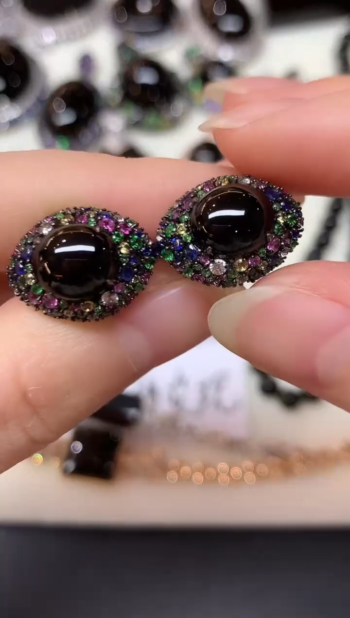 18K金镶嵌翡翠耳饰D594|9800