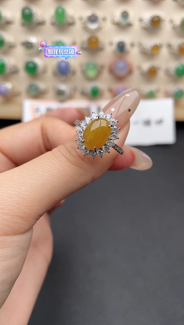 【闪购商品】翡翠戒指银S925镶嵌一物一证一礼盒